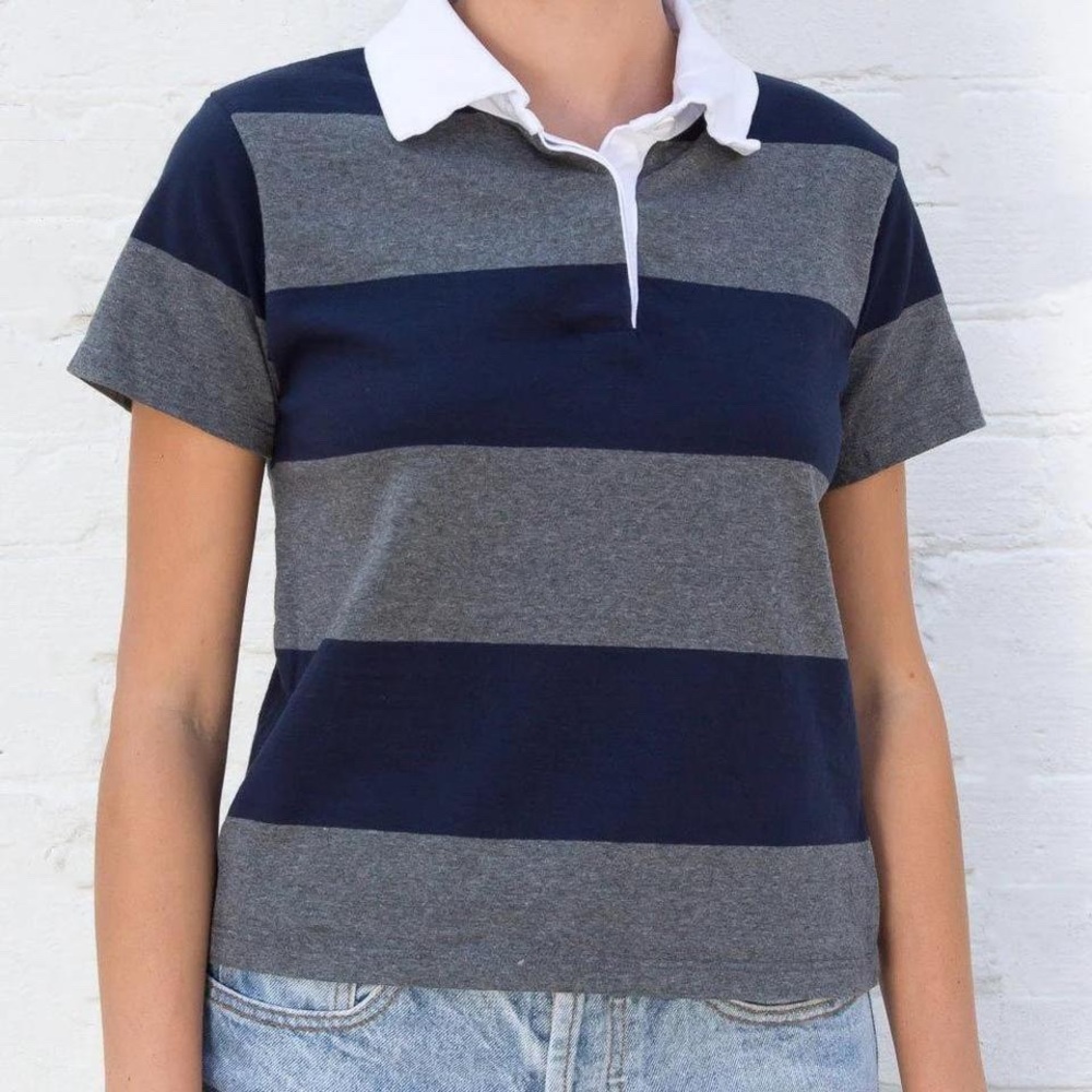 Brandy Melville Gemma Top - Striped Collar Top